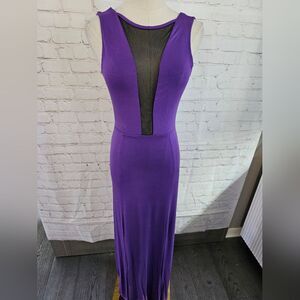 Paprika Thigh Split Maxi Dress w/ Mesh Insert | Purple | Size 4 | NWT